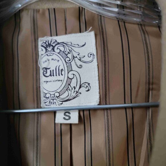 Tulle Womens Double Breasted Wool Blend Coat Notched Lapel Pockets Small - Picture 3 of 8